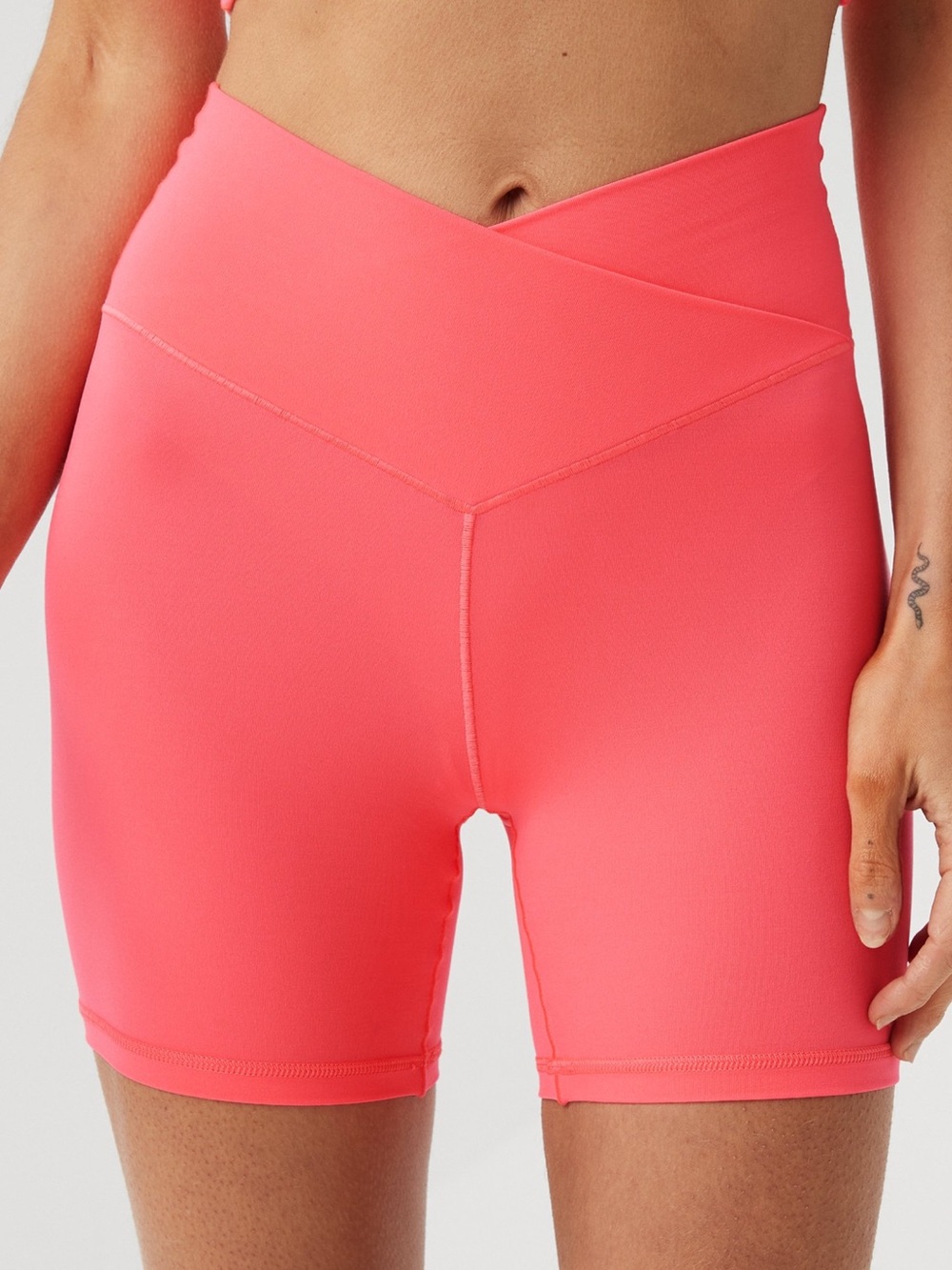 Aerie Neon Coral Pink High-Rise Bike Shorts